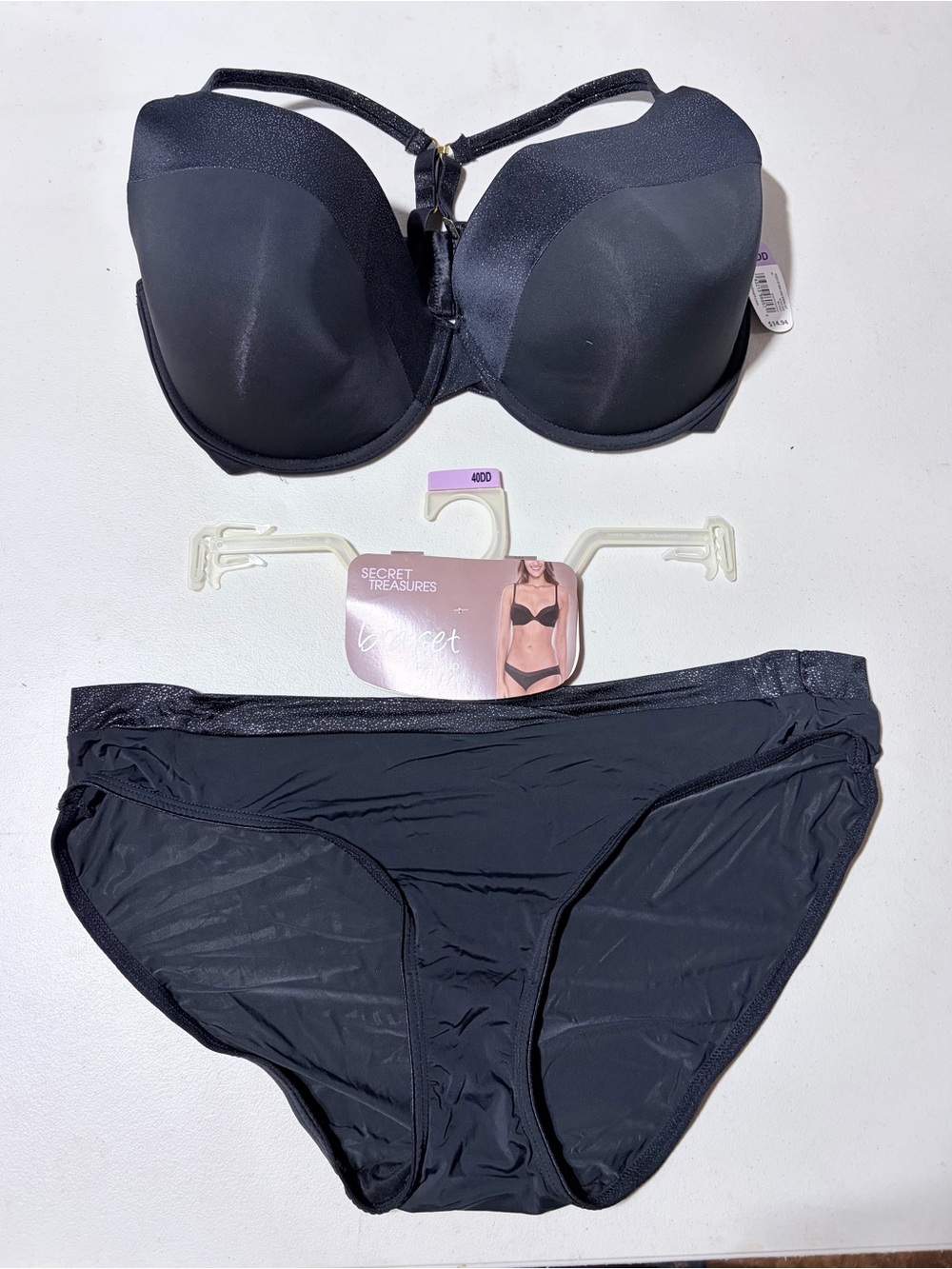 Secret Treasures Black Convertible Strapless Bra and Bikini Brief Set